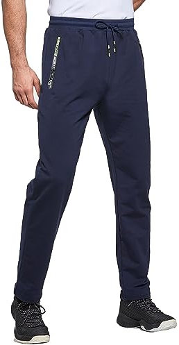 JustSun Jogginghose Herren Baumwolle Sporthose Herren Lang Trainingshose Männer Sweatpants Freizeithose Sport Hosen Herren Ohne Bündchen Blau 3XL