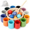 Royouzi Jouet en Bois Montessori, Jouet empilable en Bois, Jouet Montessori Jeu de Trieur, 12 Boules de 30 mmpréscolaire pour Le tri des Couleurs et Le comptage, Cadeau pour Les 2 3 4 5 Ans