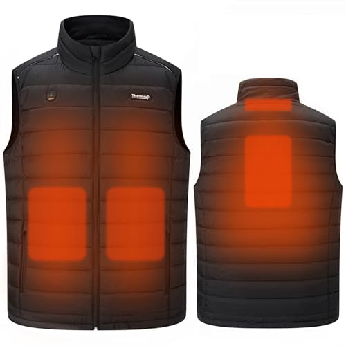 Thermrup Beheizbare Weste für Herren Damen, Beheizte Jacke Elektrisch mit 3 Temperatureinstellungen,Winterjacke für Draußen Camping Sport Freizeit