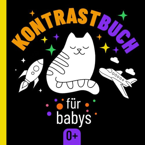 Kontrastbuch Für Babys 0+: Schwarz-weißes kontrastreiches Pappbuch für Babys, Unterstützt die visuelle Entwicklung bei Neugeborenen