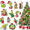 24 decorazioni per albero di Natale Grin-ch, in legno, da appendere, con corda, ornamenti natalizi per Natale e interni