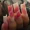 24pcs Long Square False Nails Peach Red Kiss Lips Stick-on Matte Press-on Removable Glue-on Full Cover Fake Nails for Valentines Day Women Brides Nail Art Accessories