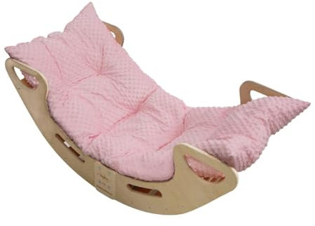 Skyline Kletterbogen mit Kissen Baby Kleinkind Kinder ab 1 Jahr Indoor Klettern Montessori Klettergerüst Holz Wippe Balancewippe Kletterdreieck Kletterwippe Holzwippe Kletterling Holzbogen XL Rosa