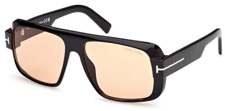 TOM FORD Unisex FT1101 Sunglasses, Shiny Black, 58/15/140
