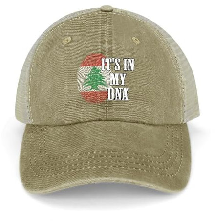 Yelolyio Outdoor Cap Herren Mesh Back Ballcap It's in My DNA Libanon Flag Fingerprint Cotton Caps Libanon Caps Baseball Caps Angeln Hüte Mesh Caps Outdoor Sport Caps Khaki, khaki, 1-5