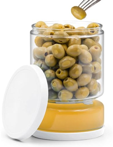 Glas Einlegeglas, Gurkenglas zum Umdrehen, Eingelegten und Olive Sanduhr Glas mit Sieb,Luftdichtes Kimchi-Glas,für Essiggurke, Olive, Kimchi und Jalapenos (A)