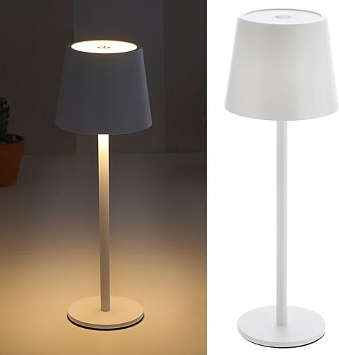 Cepewa Tischleuchte Touchfunktion | stufenlos dimmbar 3 Weißtöne 9x26cm weiß | 45 Lumen 48 LEDs USB Ladekabel Tischlampe (1 x Tischleuchte 9x26cm weiß)