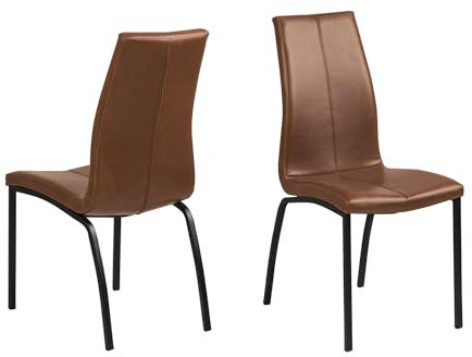 designimpex Design Esszimmerstuhl SN-1 Stuhl Stühle Samt Leder Stoff Esszimmer, Farbe:Cognac Braun