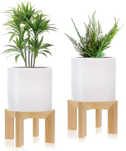 Lot de 2 supports en bois pour plantes d'intérieur, supports robustes pour pots de fleurs, tabouret en bois pour terrasse, convient aux pots de fleurs de 12,7 à 45,7 cm, facile à assembler (lot de 2,