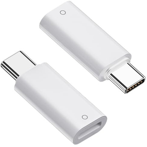 AreMe USB C to Pencil Adapter for Apple Pencil 1st Generation, USB-C Male to Pencil Charging Adapter for iPad 10th Gen, Type C iPencil Charger Connector Dongle Connector for iPad 10 (White, 2 Pack)
