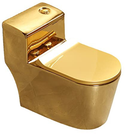 BGFYUSF Goldene Keramiktoilette， Haushalts-Luxus-WC mit großem Kaliber und Spülung， Siphon-Stille Einteilige Toilette， Geeignet Für Hotels， Toiletten， Ktv，Gold-300mm