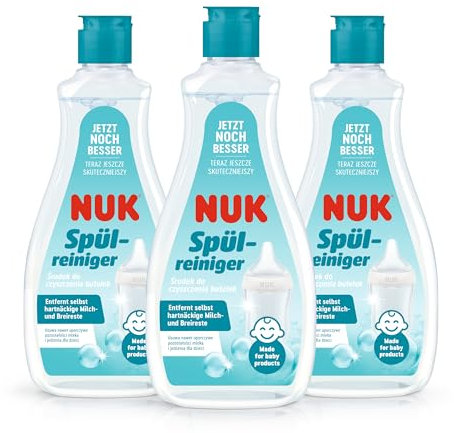Liquide vaisselle pour biberons NUK | 500 ml | Idéal pour nettoyer les biberons, les tétines et accessoires pour bébé | Sans parfum | pH neutre | Flacon 100% recyclable | 3 unités