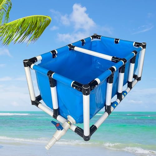 Pounjsd Piscina Plegable Rectangular, Piscinas Desmontables Grandes, Tanque De Agua De Acuicultura, Lona para Estanque De Peces, Estanque Jardin, For Peces De Agua Salada 1.2 * 1 * 0.7m