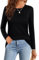 Elesomo Women Long Sleeve Tops Crew Neck Casual Basic Ladies T Shirts, Black UK 14 16