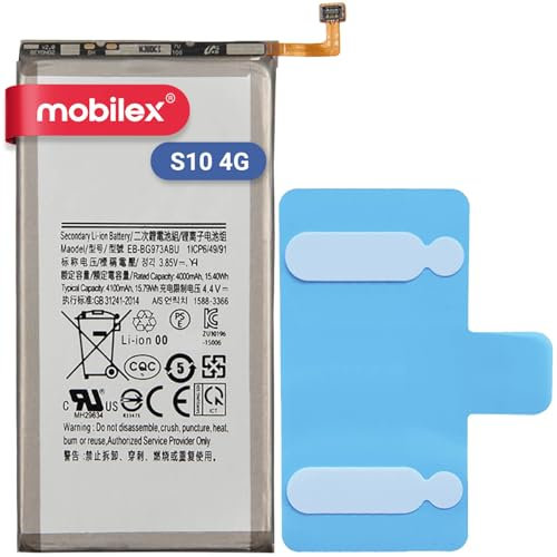 MOBILEX® Batterie interne pour Samsung Galaxy S10 4G (EB-BG973ABU) de rechange | 3 400 mAh - OEM | Capacité d'origine