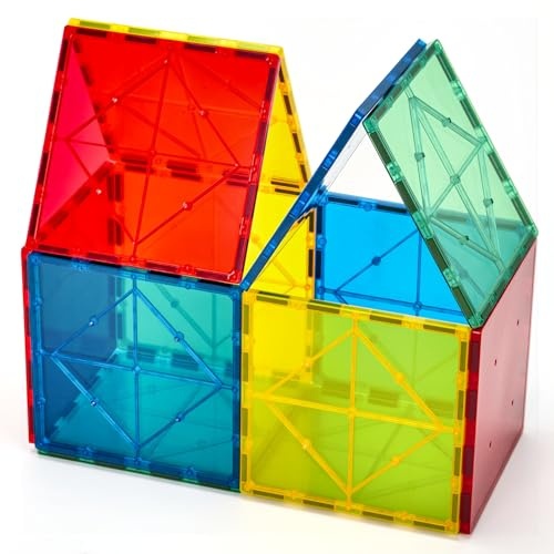Gemmicc 12 PCS Large Magnetic Tiles,Jumbo Magnet Base Plates,STEM Magnetic Building Blocks for Kids Boys Girls