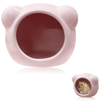LuckyOpt Hamsterversteck Keramik, Nette Bär Hamster Versteck Höhle für alle Jahreszeiten (Rosa, A)