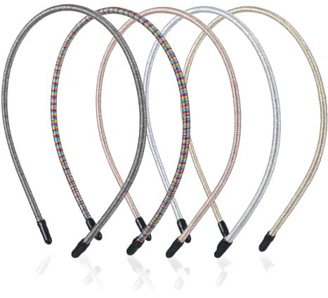 5 Stück Strass Haarband Elastisch Haarreif Damen Haarreifen Dünn Rutschfeste Haarreif Schmale Stirnbänder Langlebig Verstellbar Für Frauen Mädchen Sofortiges Styling Schmerzfreies Tragen Haarschmuck