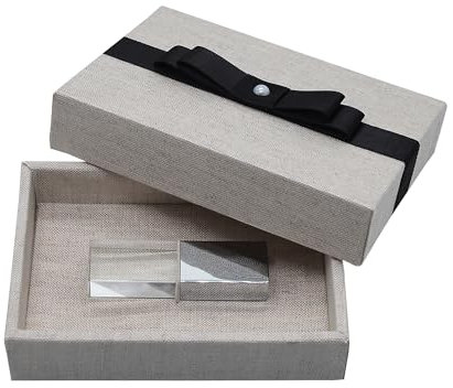 Luxury Linen Gift Box with USB Drive Storage, Wedding Photography Packaging