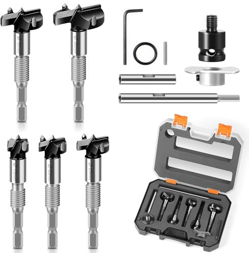 Jeu de forets (Ø 15-35 mm) avec mallette à outils & adaptateur + extension – Fraise perforatrice Drill-Bits de haute précision – Foret de maçonnerie à bois de qualité supérieure pour foret à tête en