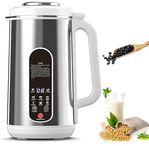 Nut Milk Maker Stainless Steel, 1.2l Juicer Soy Milk Machine with 12-blade Cutter, 24h Timer & Keep Warm, LED Display, Plant-base Milk Machine Homemade Milk With Almond, Cashew,Hazelnut, Pecan