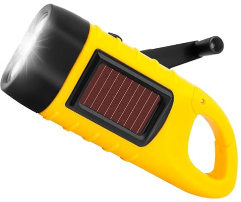 Xiaodib Portable Wind Up Torch, LED Super Bright Hand Crank Rechargeable Dynamo Solar Flashlight for Camping Hiking