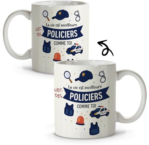 Mug pour Policiers. Cadeau Police. Mug Rigolo. Mugs pour les travailleurs. Tasses de métiers. 330ml Tasse Policier