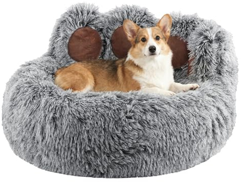 Luvore Katzenbett Flauschig von Pfote Form, Donut Hundebetten Katzenbetten Waschbar, Cat Bed Bequem und Weich für Katzen Kleine Hunde Größe 60cm
