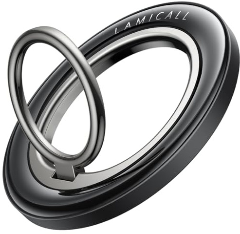 Lamicall for MagSafe Magnetic Phone Ring Grip - 360° Rotating Ring Holder with [Smooth Damping], Crystal Clear Finger Grip Kickstand, Strong Mag Safe Accessories for iPhone 17 Pro Max Air, All Phones