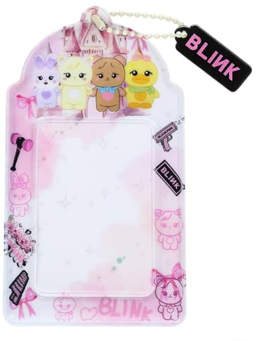 DEFGNOP Porte-clés Porte-Carte Photo Blackpink, Accessoire pour Fans de K-Pop, Concerts et Clubs de Soutien (BLINK)