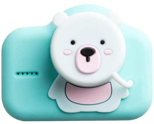 RASTKY Caméra pour Enfants, Mini Caméra de Dessin animé pour Enfants avec Fonction AI pour , Appareil Photo 20 MP avec Pixels Clairs, Convient aux , Batterie au Lithium 600 MAh (Ours blanc bleu clair)