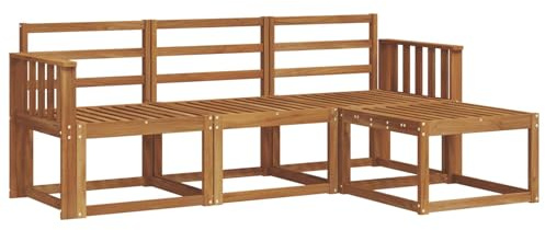 vidaXL Outdoor-Sofagarnitur 4 pcs Natur, Gartenlounge, modernes Outdoor-Sofa-Set, langlebige Terrassen-Sitzgarnitur, komfortable Sitzgelegenheiten für die Terrasse