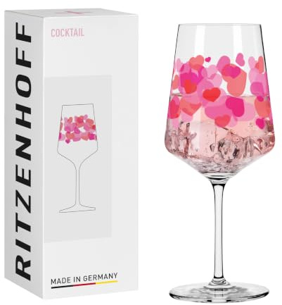 RITZENHOFF 8131009 Cocktailglas 500 ml – Liebe – mit dichtem Herzmuster in warmen Farbnuancen – Made in Germany