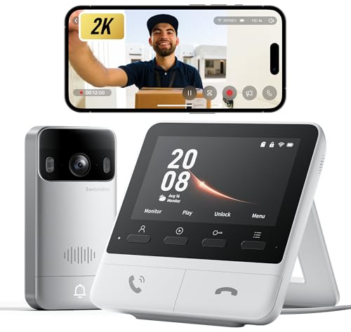 Video Doorbell Camera Wireless with Monitor, No Subscription, 4.3 Inch Screen, Battery Powered, Head-to-Toe View, 2K FHD, 2-Way Audio, Motion Detection, Works with Alexa/Goole/Home Assistant