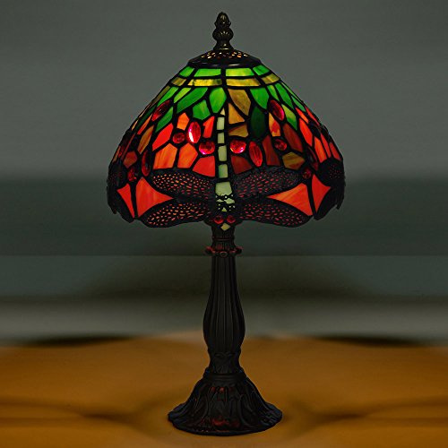 8 Mitcham Tiffany Glass Dragon Fly Table Lamp