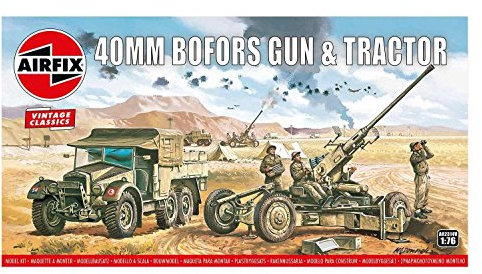 Bofors 40mm Gun & Tractor Flakgeschütz und Fahrzeug Modellbausatz, Grau