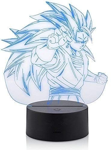 Xdorra 3D Goku Saiyajin Held Lampe, 7 Farben LED Nachttischleuchten Tischdekoration Beste Geburtstagsgeschenke für Jungen und Männer Fans