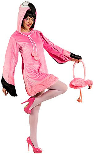 Krause & Sohn Damen Kostüm Flamingo Rosalie mit Handtasche Kleid rosa Tier Vogel Fasching Karneval (46/48)