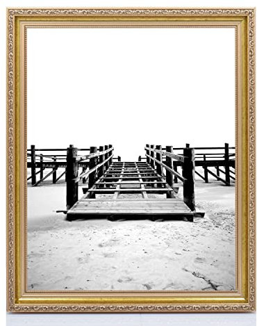 Cadre photo à accrocher - En bois - 40 x 60 cm - Doré - 40 tailles différentes - Sélectionnables - Sans passe-partout - Athènes