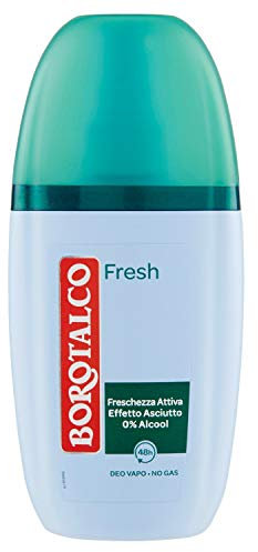 Borotalco, Vapo Fresh Deodorant mit Mikrotalk, schweißabsorbierend, ohne Alkohol, weiche und hydratisierte Haut, frischer und zitroniger Duft, Deodorant für Damen und Herren, Flasche mit 75 ml