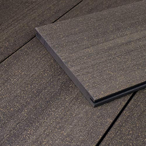 HORI WPC Terrassendielen Komplettset I Massivdiele Sylt I Robuste & witterungsbeständige Terrassendielen I Inkl. passender Unterkonstruktion & Zubehör I grau - Fläche: 5 m² - Dielenlänge:3,00 m