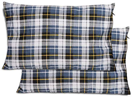 REDCAMP Outdoor Camping Kissen, Reisekopfkissen Komprimierbar, leicht, Flanell, kleines kopfkissen, mit Abnehmbarer Kissenbezug (Blau und Schwarz - 2er Pack)