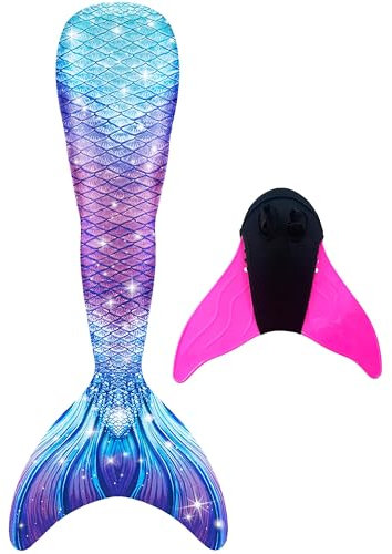 DNFUN Meerjungfrauenflosse Mädchen Neuer Mermaid Tail Badeanzug Meerjungfrauschwanz mit Meerjungfrau Flosse für Erwachsene und Kinder