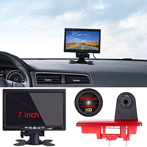 「18mm Linse Top Qualität Rückfahrkamera + 7 Zoll TFT LCD Bildschirm Auto Monitor」Bremsleuchte Auto Dach Rückfahrkamera für FIAT talento Nissan NV300 Renault Trafic III Primastar Opel/Vauchall Vivaro