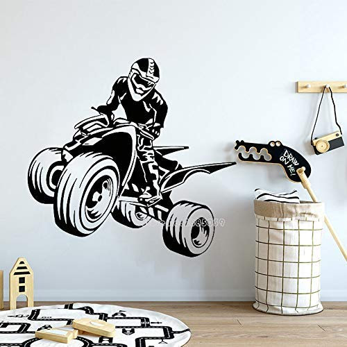 Atv Racer Extremsport Vinyl Aufkleber Quad Fahrrad Wandtattoo Junge Coole Wandgestaltung Innendekoration Kunst Tapete 44X42Cm