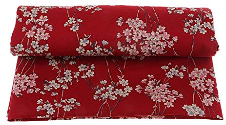 Japanischer Kimono-Baumwollstoff, Pflaumenblüten, Meterware, Rot, 100 x 140 cm