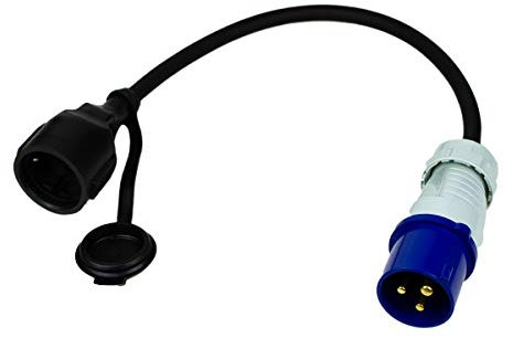 CEE Kabel Adapter Stecker auf Schutzkontakt-Kupplung H07RN-F 3G2,5 I 230V / Chilitec /16A 3-polig 35cm IP44 spritzwassergeschützt I 3.500W für Camping, Caravan und Wohnwagen 22852