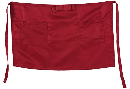 Jenngaoo Küchenrestaurant Taillenschürzen für Frauen Männer, halbe kurze Schürze für Kellner Kellnerin, tiefe Taschen zum Halten (2 Taschen)(Burgund)