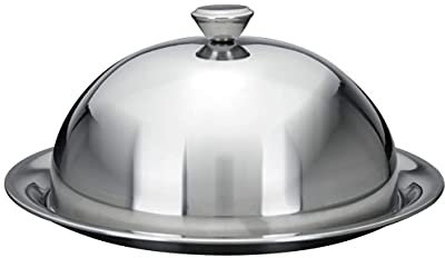 Campana con plato de acero inoxidable, diámetro de 24 cm, campana para queso con plato para servir, campana para servir platos