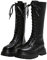 Botas Altas para Mujer Cuero Plataforma con Cordones Botas A Media Pierna gótico Punk Motero Militar de Combate Botas largas,Negro,40 EU